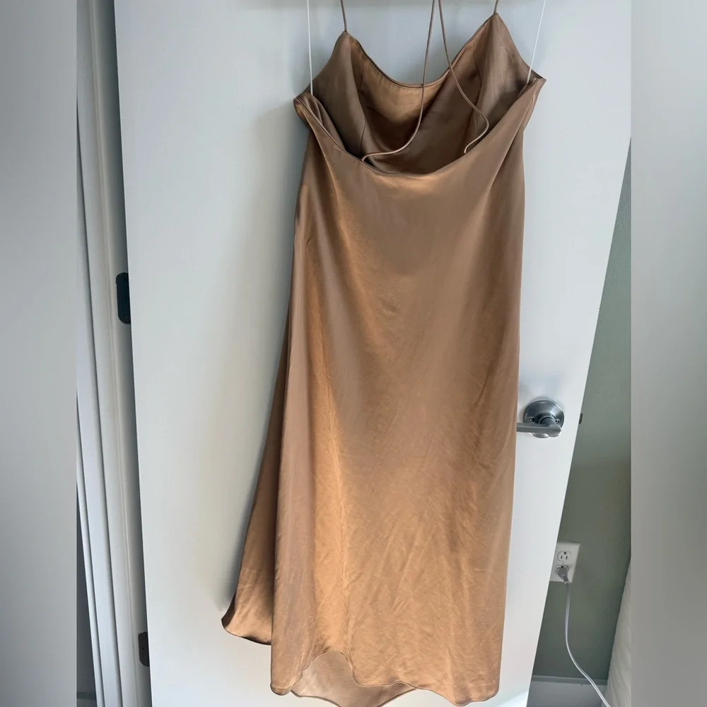 SIGNIFICANT OTHER Cocktail Midi Dress High Low Hem Gold Champage US 10/Medium
